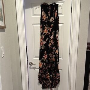 White House Black Market Black and Orange Halter Maxi Dress